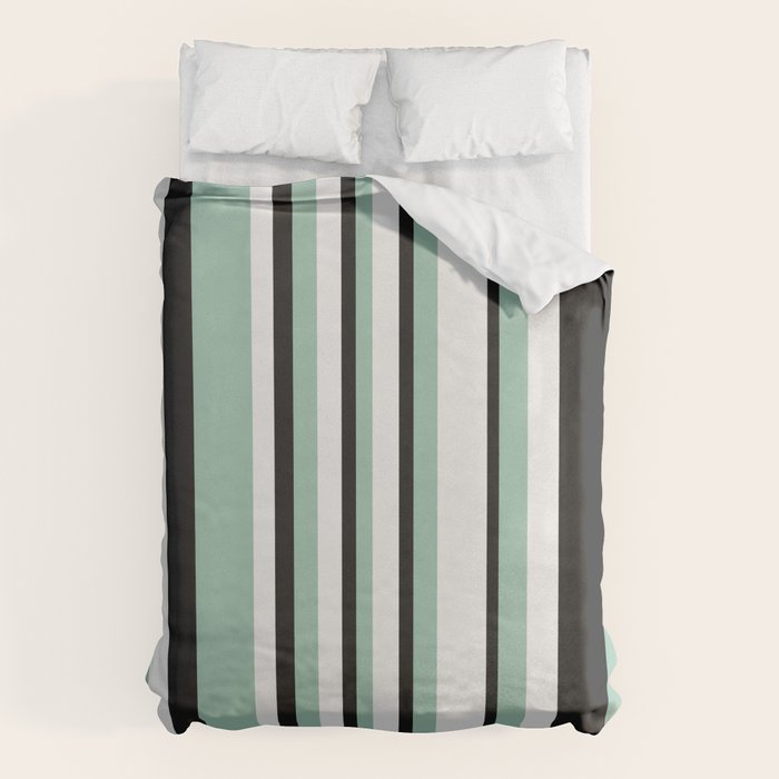 Classic Stripes XII - Mint, Black and White Duvet Cover Gallery Image 6