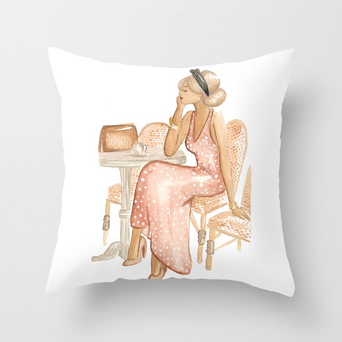 Au Café Throw Pillow Gallery Image 1