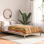 Eclectic Geo Chain Vertical Stripes Retro Contemporary Pattern in Orange Avocado Blue Pink Comforter Gallery Image 2