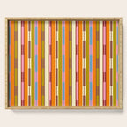 Eclectic Geo Chain Vertical Stripes Retro Contemporary Pattern in Orange Avocado Blue Pink Serving Tray Gallery Image 1