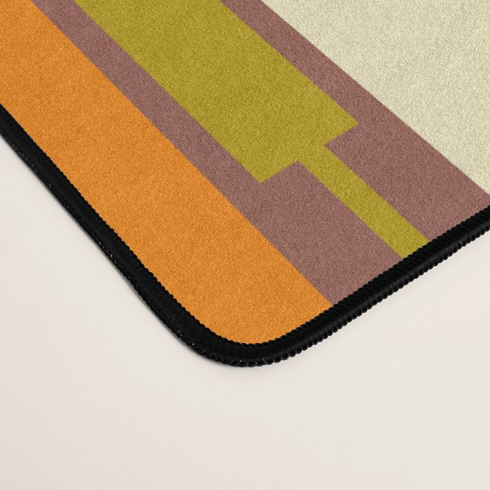 Eclectic Geo Chain Vertical Stripes Retro Contemporary Pattern in Orange Avocado Blue Pink Desk Mat Gallery Image 4