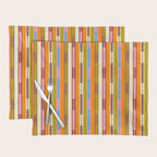 Eclectic Geo Chain Vertical Stripes Retro Contemporary Pattern in Orange Avocado Blue Pink Placemat Gallery Image 1