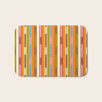 Eclectic Geo Chain Vertical Stripes Retro Contemporary Pattern in Orange Avocado Blue Pink Bath Mat Gallery Image 1