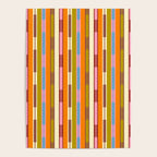 Eclectic Geo Chain Vertical Stripes Retro Contemporary Pattern in Orange Avocado Blue Pink Poster Gallery Image 4