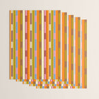 Eclectic Geo Chain Vertical Stripes Retro Contemporary Pattern in Orange Avocado Blue Pink Wrapping Paper Gallery Image 3