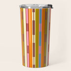 Eclectic Geo Chain Vertical Stripes Retro Contemporary Pattern in Orange Avocado Blue Pink Travel Mug Gallery Image 2