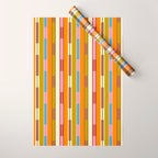 Eclectic Geo Chain Vertical Stripes Retro Contemporary Pattern in Orange Avocado Blue Pink Wrapping Paper Gallery Image 1