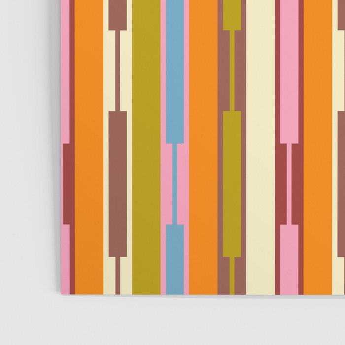 Eclectic Geo Chain Vertical Stripes Retro Contemporary Pattern in Orange Avocado Blue Pink Poster Gallery Image 3