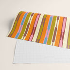Eclectic Geo Chain Vertical Stripes Retro Contemporary Pattern in Orange Avocado Blue Pink Wrapping Paper Gallery Image 2