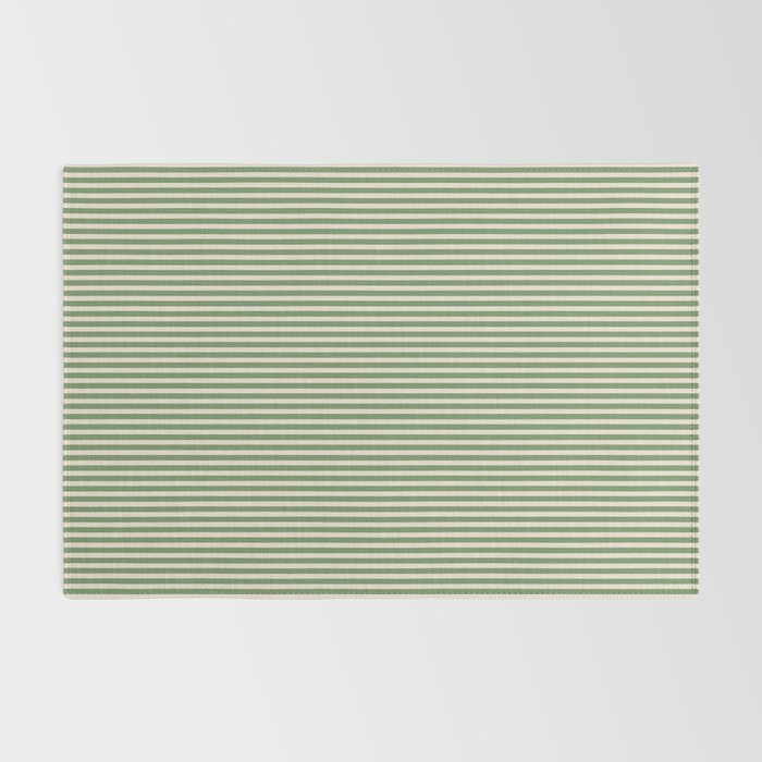 Ultra Fine Stripe Narrow Vertical Pinstripe Pattern in Vintage Green and Beige Rug Gallery Image 2