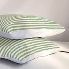 Ultra Fine Stripe Narrow Vertical Pinstripe Pattern in Vintage Green and Beige Pillow Sham Gallery Image 3