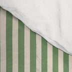 Ultra Fine Stripe Narrow Vertical Pinstripe Pattern in Vintage Green and Beige Comforter Gallery Image 4