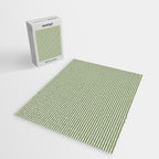 Ultra Fine Stripe Narrow Vertical Pinstripe Pattern in Vintage Green and Beige Jigsaw Puzzle Gallery Image 2