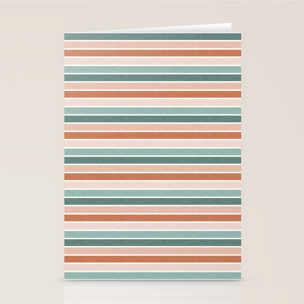 stripes - terra cotta and teal Stationery Card Gallery Image 2