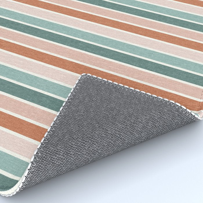 stripes - terra cotta and teal Rug Gallery Image 4