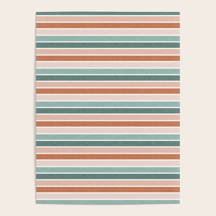 stripes - terra cotta and teal Poster Gallery Image 4