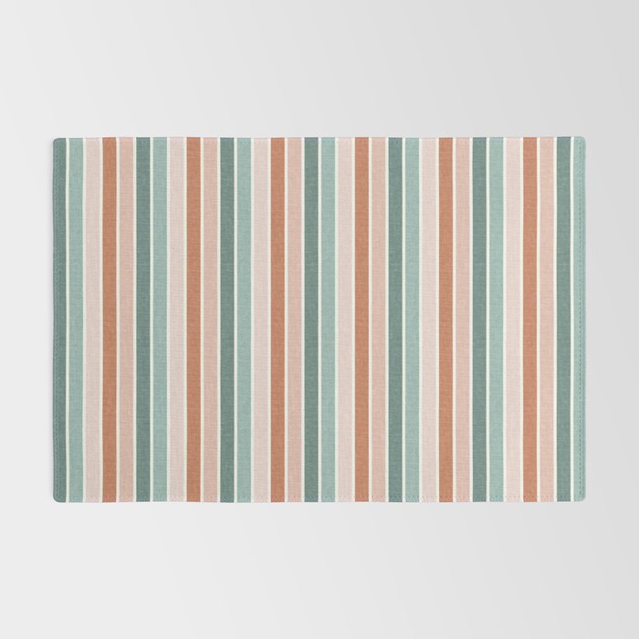 stripes - terra cotta and teal Rug Gallery Image 2