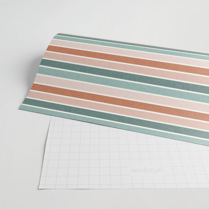 stripes - terra cotta and teal Wrapping Paper Gallery Image 2