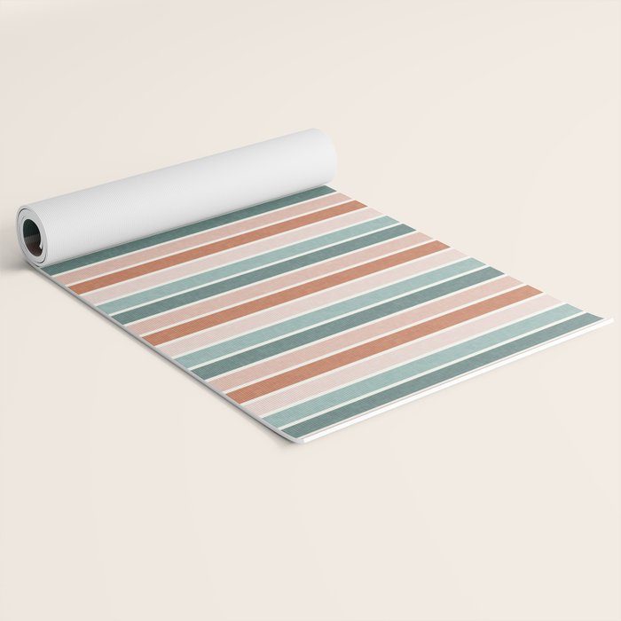 stripes - terra cotta and teal Yoga Mat Gallery Image 2