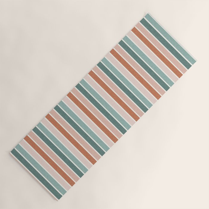stripes - terra cotta and teal Yoga Mat Gallery Image 1