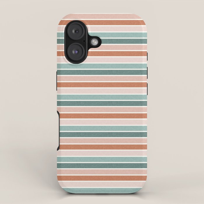 stripes - terra cotta and teal iPhone Case Gallery Image 1