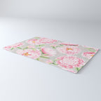 Hygge Blush Pink Peonies Pattern On Gray Rug Gallery Image 3