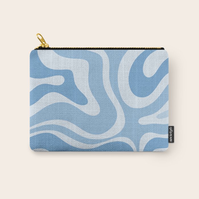 Retro Modern Liquid Swirl Abstract Pattern in Muted Blue Carry All Pouch Gallery Image 1
