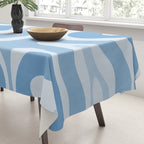 Retro Modern Liquid Swirl Abstract Pattern in Muted Blue Tablecloth Gallery Image 3