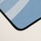 Retro Modern Liquid Swirl Abstract Pattern in Muted Blue Desk Mat Gallery Image 4