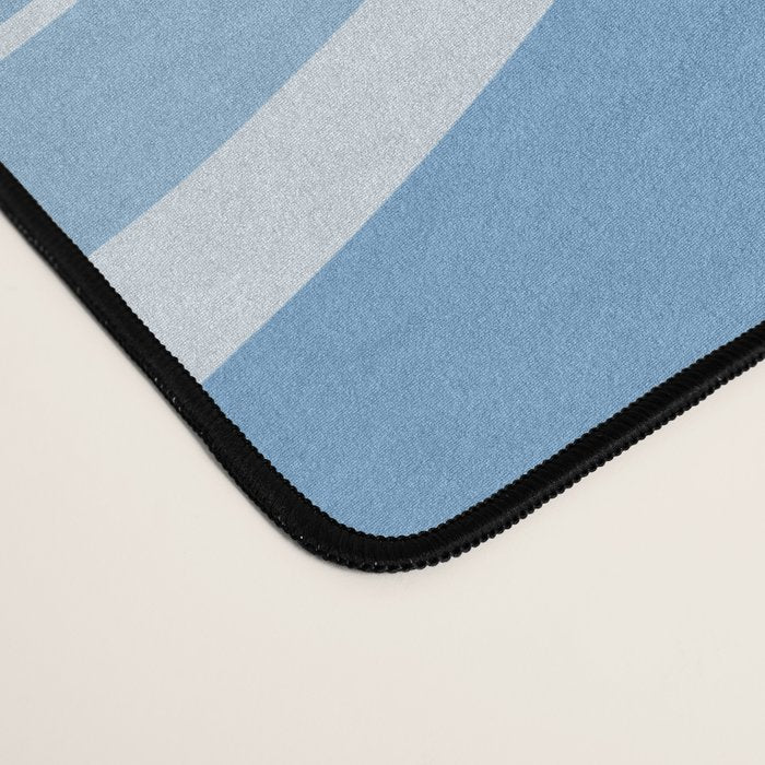 Retro Modern Liquid Swirl Abstract Pattern in Muted Blue Desk Mat Gallery Image 4