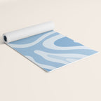 Retro Modern Liquid Swirl Abstract Pattern in Muted Blue Yoga Mat Gallery Image 2