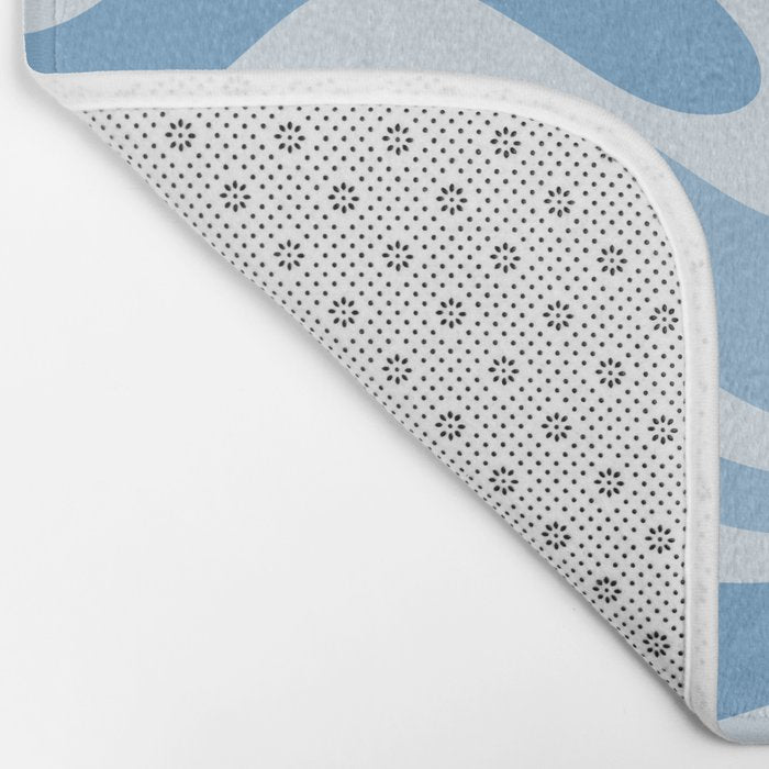 Retro Modern Liquid Swirl Abstract Pattern in Muted Blue Bath Mat Gallery Image 2
