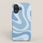 Retro Modern Liquid Swirl Abstract Pattern in Muted Blue iPhone Case Gallery Image 1