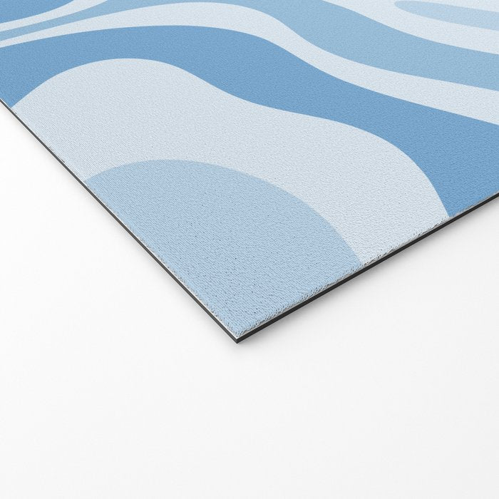 Retro Modern Liquid Swirl Abstract Pattern in Muted Blue Welcome Mat Gallery Image 2