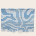 Retro Modern Liquid Swirl Abstract Pattern in Muted Blue Wall Hanging Gallery Image 1