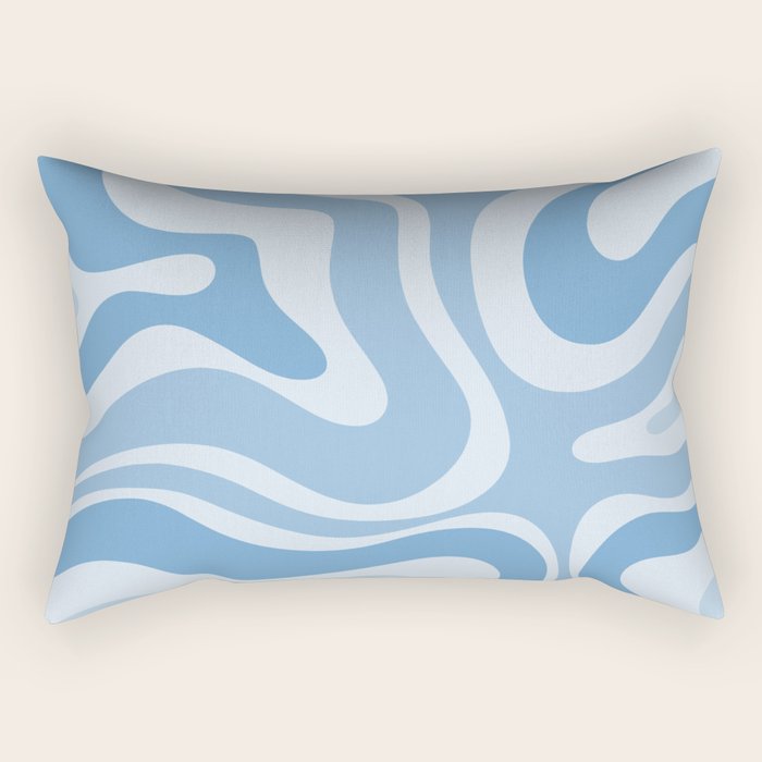 Retro Modern Liquid Swirl Abstract Pattern in Muted Blue Rectangular Pillow Gallery Image 2