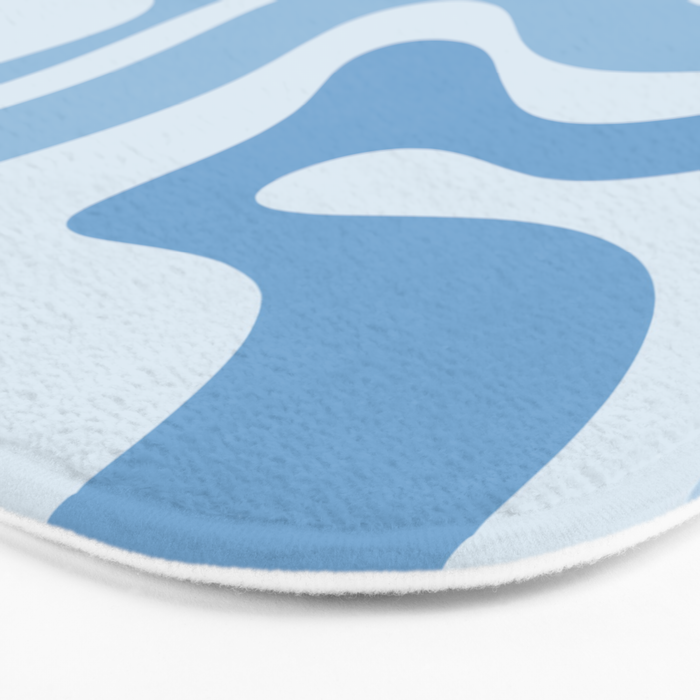 Retro Modern Liquid Swirl Abstract Pattern in Muted Blue Bath Mat Gallery Image 3