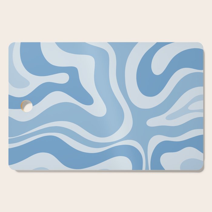 Retro Modern Liquid Swirl Abstract Pattern in Muted Blue Cutting Board Gallery Image 1