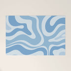 Retro Modern Liquid Swirl Abstract Pattern in Muted Blue Welcome Mat Gallery Image 1