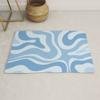 Retro Modern Liquid Swirl Abstract Pattern in Muted Blue Rug Gallery Image 1