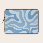 Retro Modern Liquid Swirl Abstract Pattern in Muted Blue Laptop Sleeve Gallery Image 1
