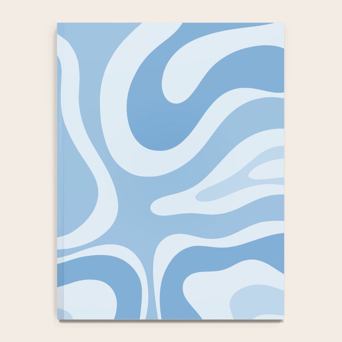 Retro Modern Liquid Swirl Abstract Pattern in Muted Blue Notebook Gallery Image 4