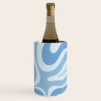 Retro Modern Liquid Swirl Abstract Pattern in Muted Blue Wine Chiller Gallery Image 3