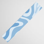 Retro Modern Liquid Swirl Abstract Pattern in Muted Blue Table Runner Gallery Image 3