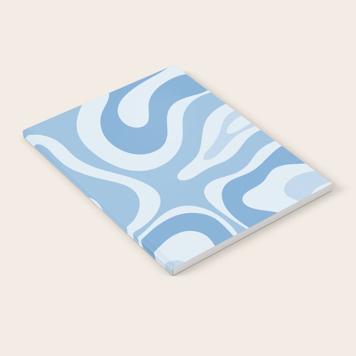 Retro Modern Liquid Swirl Abstract Pattern in Muted Blue Notebook Gallery Image 1