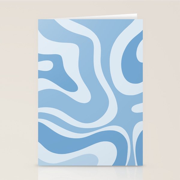 Retro Modern Liquid Swirl Abstract Pattern in Muted Blue Stationery Card Gallery Image 1