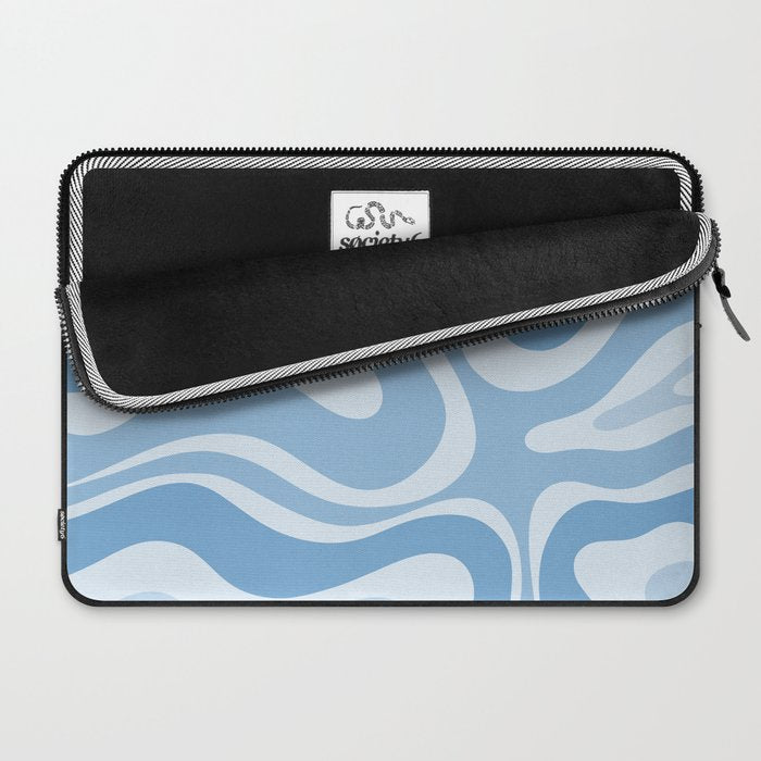 Retro Modern Liquid Swirl Abstract Pattern in Muted Blue Laptop Sleeve Gallery Image 2