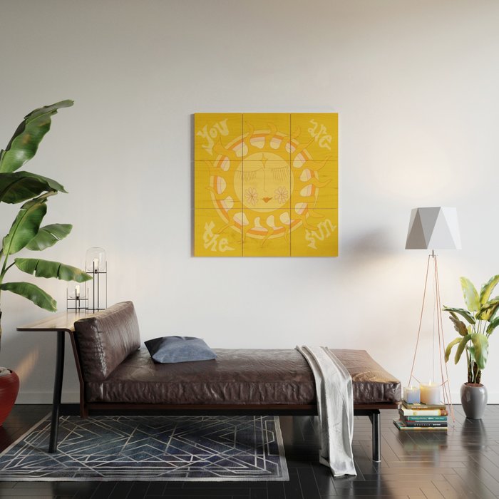 you are the sun // retro sunshine art by surfy birdy Wood Wall Art Gallery Image 2
