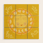 you are the sun // retro sunshine art by surfy birdy Wood Wall Art Gallery Image 1