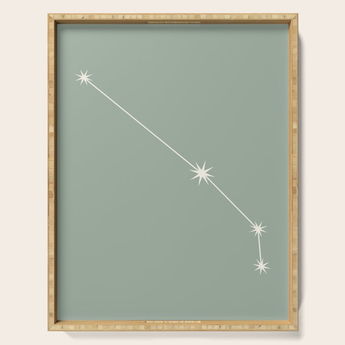 Aries Zodiac Star Constellation Line Art Soft Sage Serving Tray Gallery Image 1